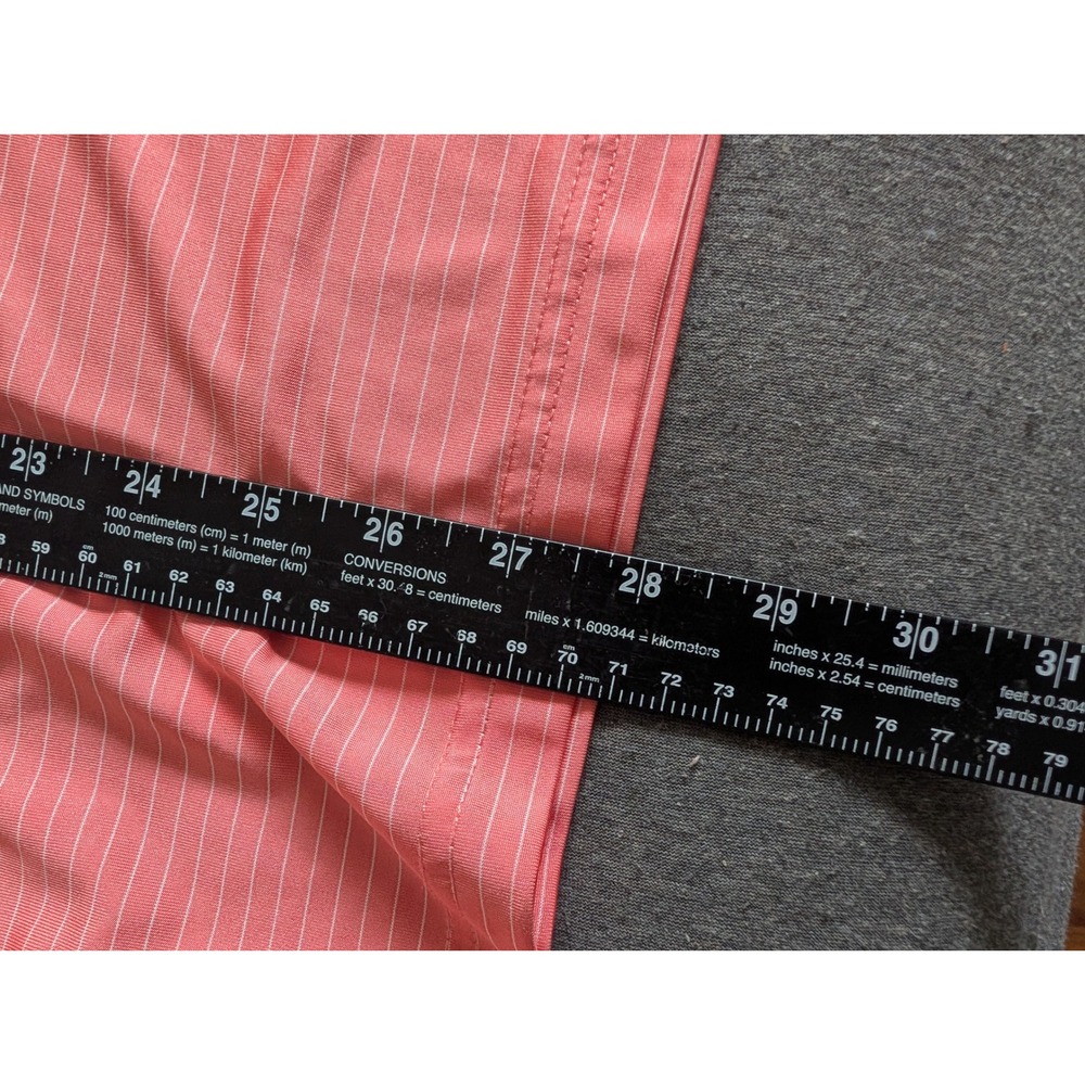 Jack Nicklaus Mens Golf Polo Shirt Medium Coral Pink Striped Golden Bear Logo - Picture 3 of 7